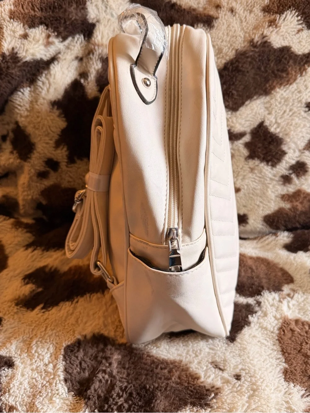 Quilted Chevron Mini Backpack - Cream